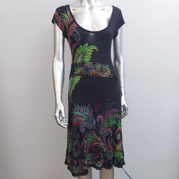Desigual Floral Print Short Sleeve Dress - Picture 3 of 12